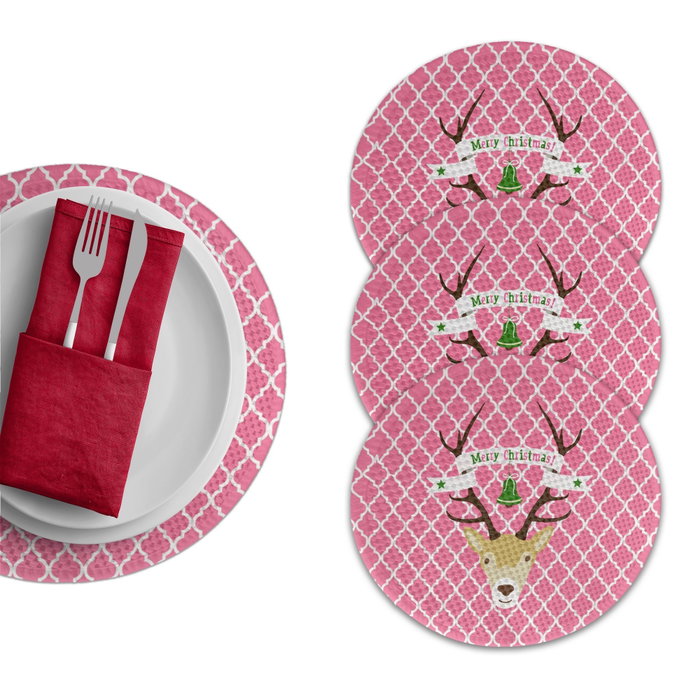 Hermia 2702Supla Mantel de Comedor, 4 Piezas, 80% Poliéster / 20% Algodón, Diámetro 37 cm